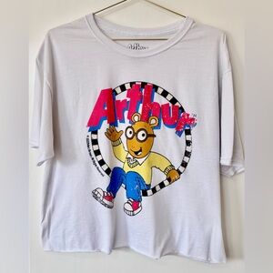 Hot Topic| Arthur White Loose Fit Cropped Graphic T-Shirt Sz L